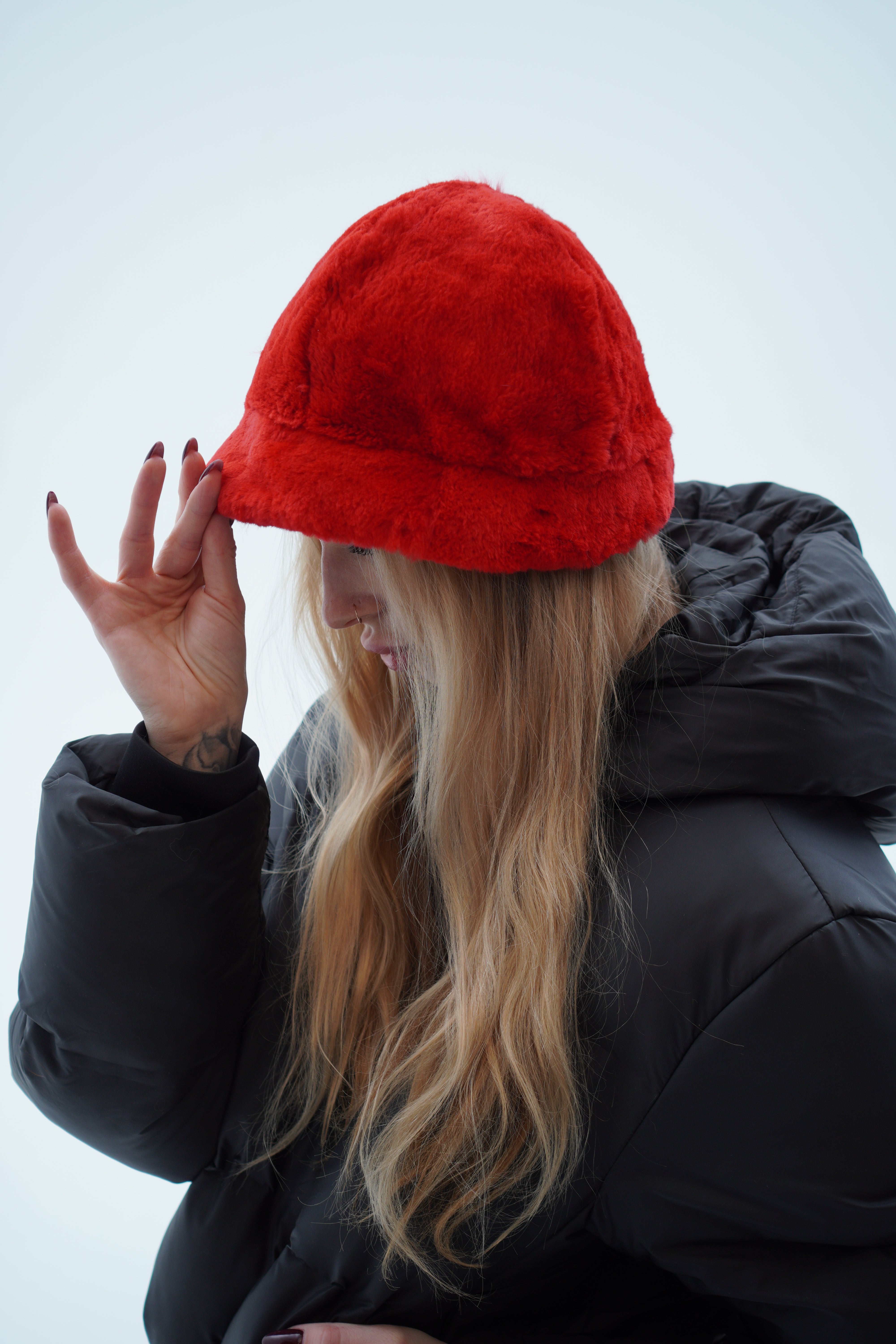 Pink Fur Bucket Hat