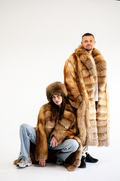 Fox Fur Long Coat for Men