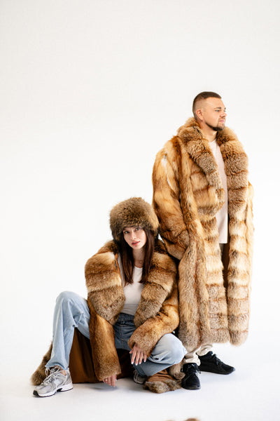 Fox Fur Long Coat for Men