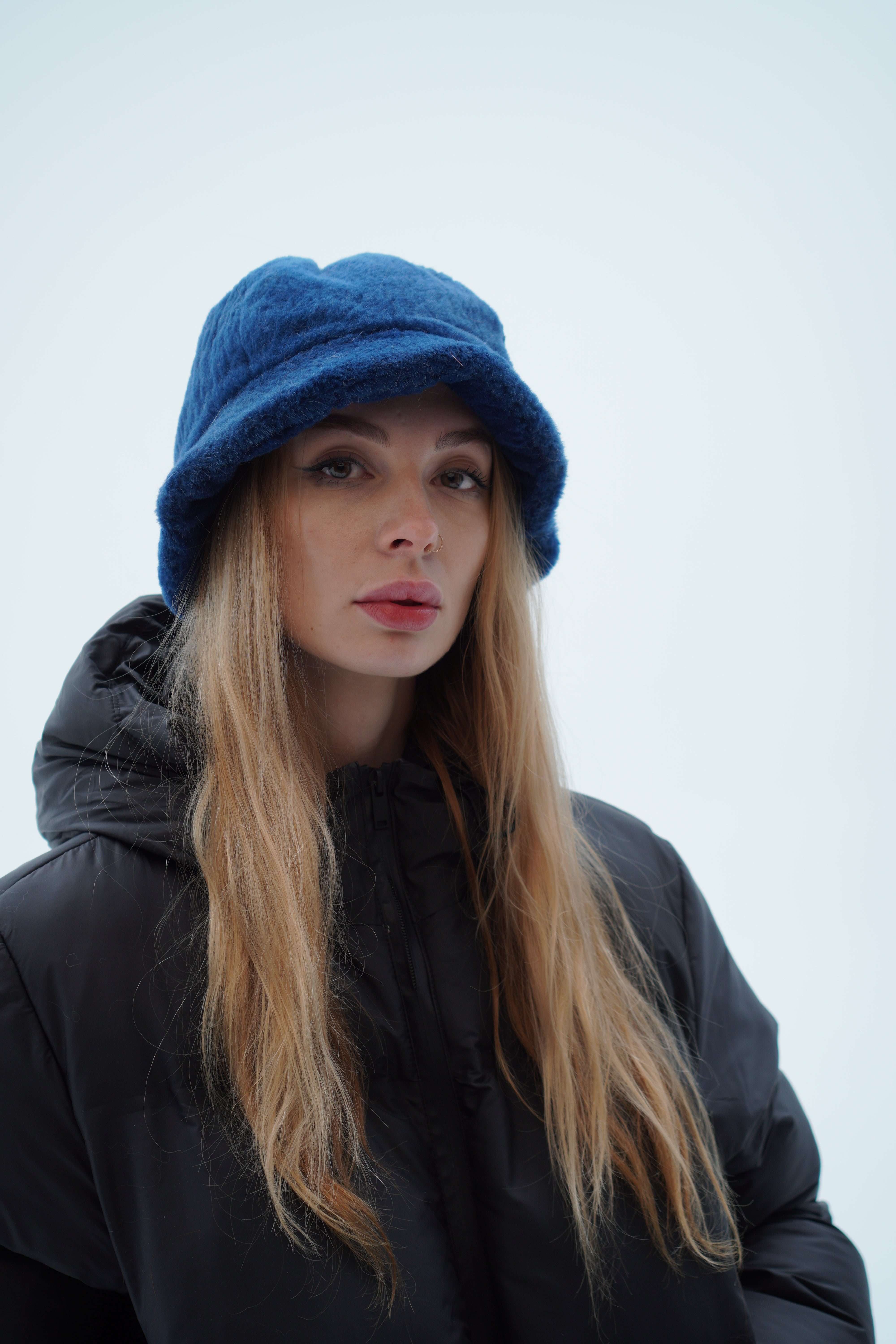 Black Fur Bucket Hat