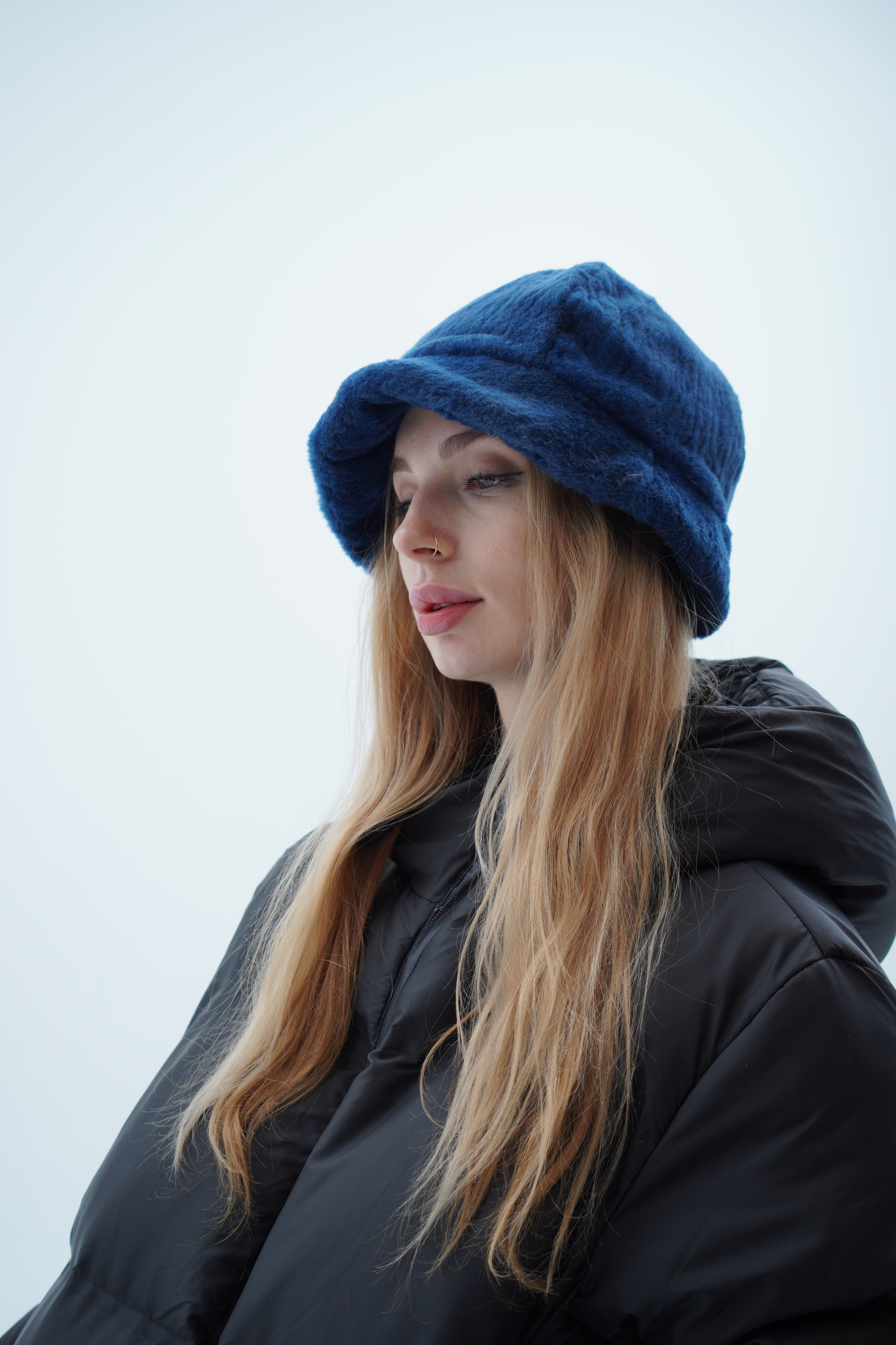 Black Fur Bucket Hat