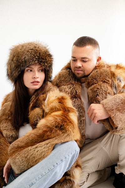 Fox Fur Long Coat for Men