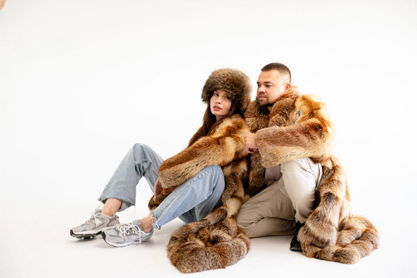 Fox Fur Long Coat for Men