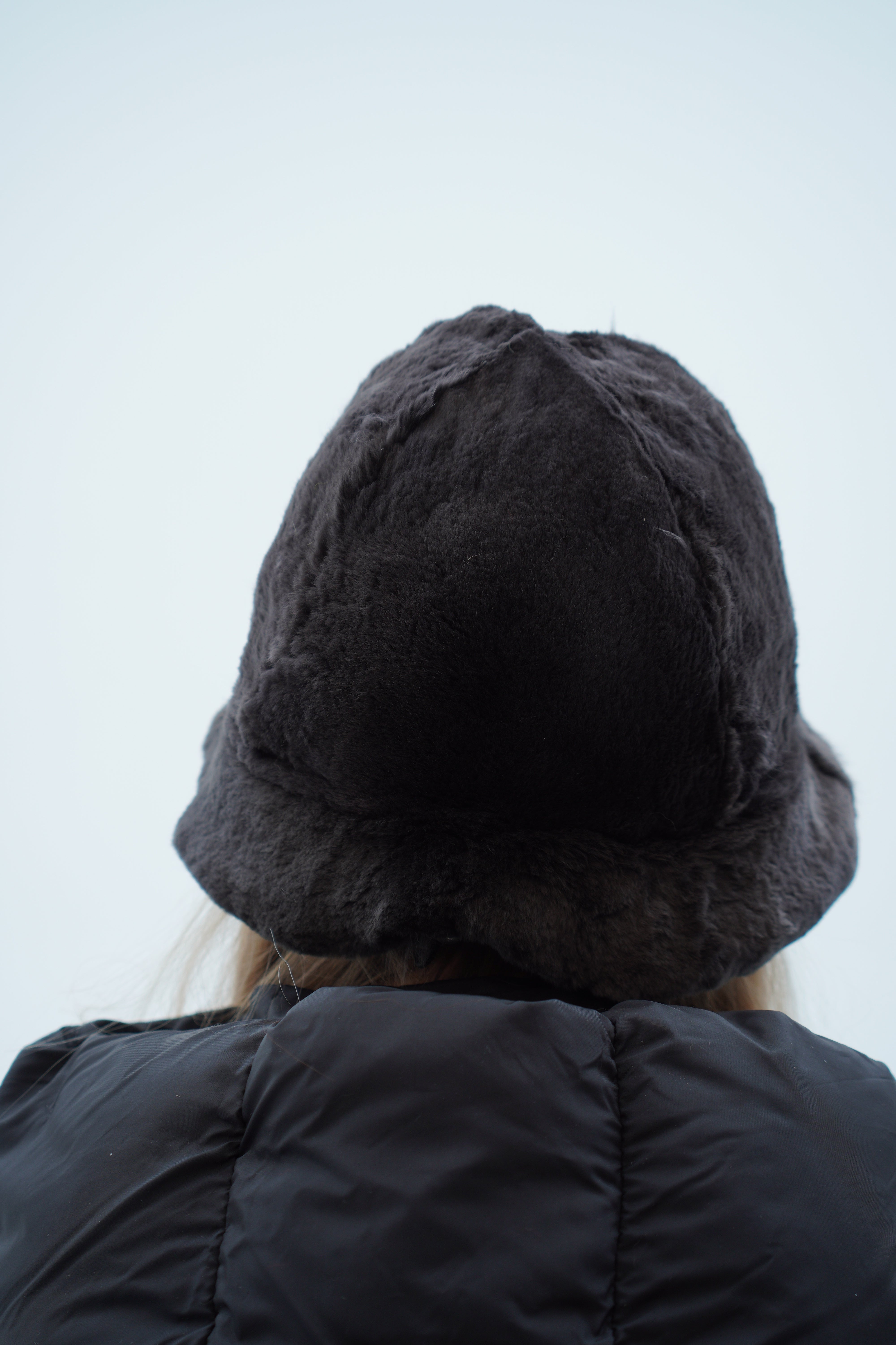 Black Fur Bucket Hat