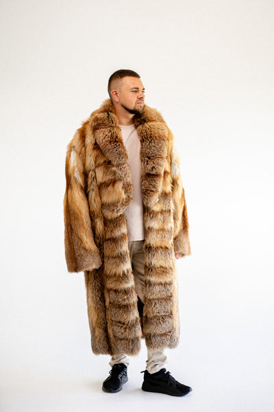 Fox Fur Long Coat for Men