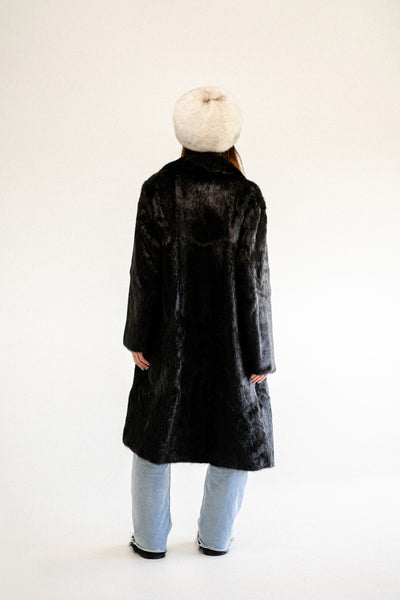 Black Nutria Long Fur Coat
