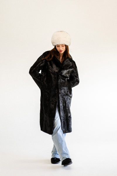 Black Nutria Long Fur Coat