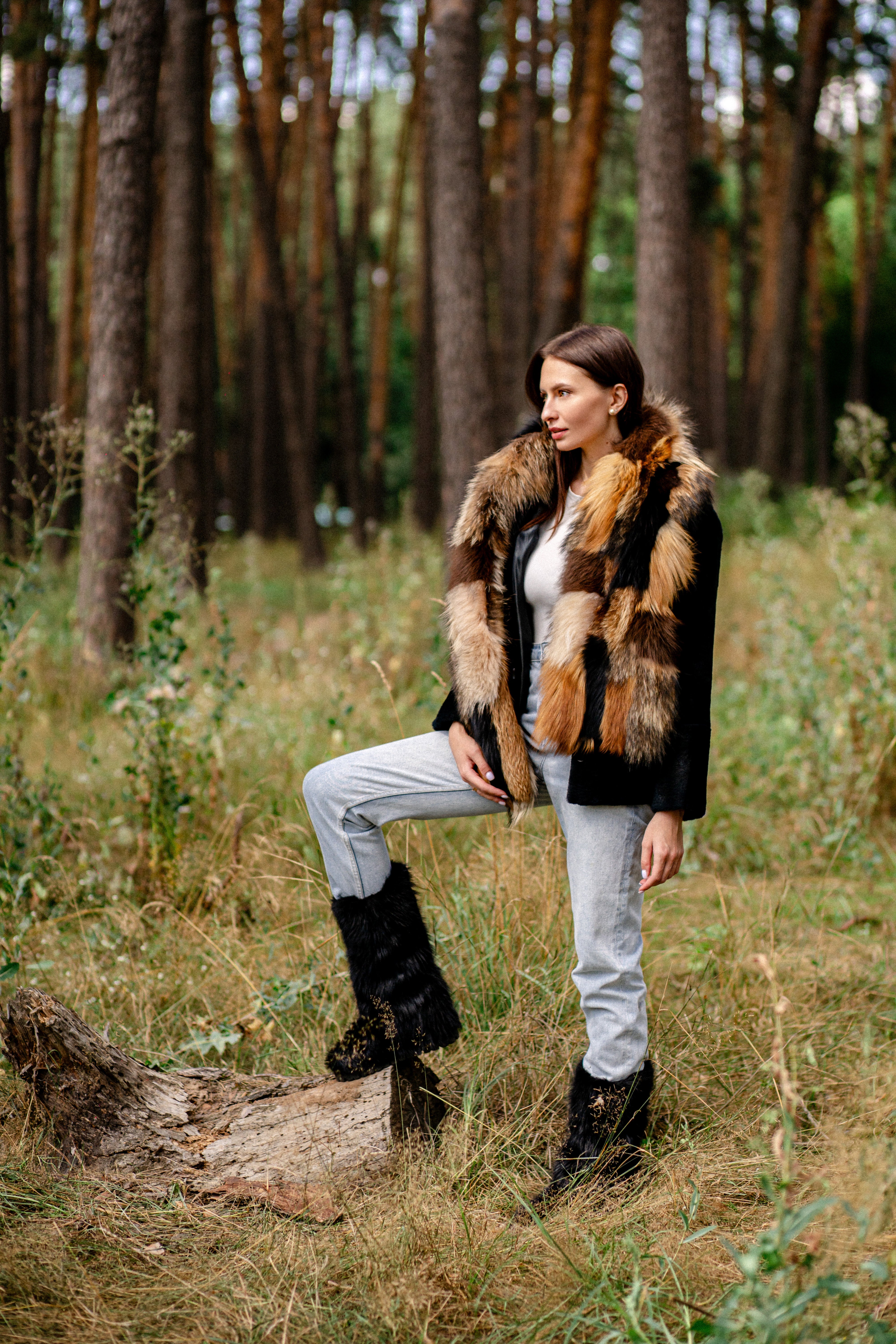 Raccoon Fur Long Scarf