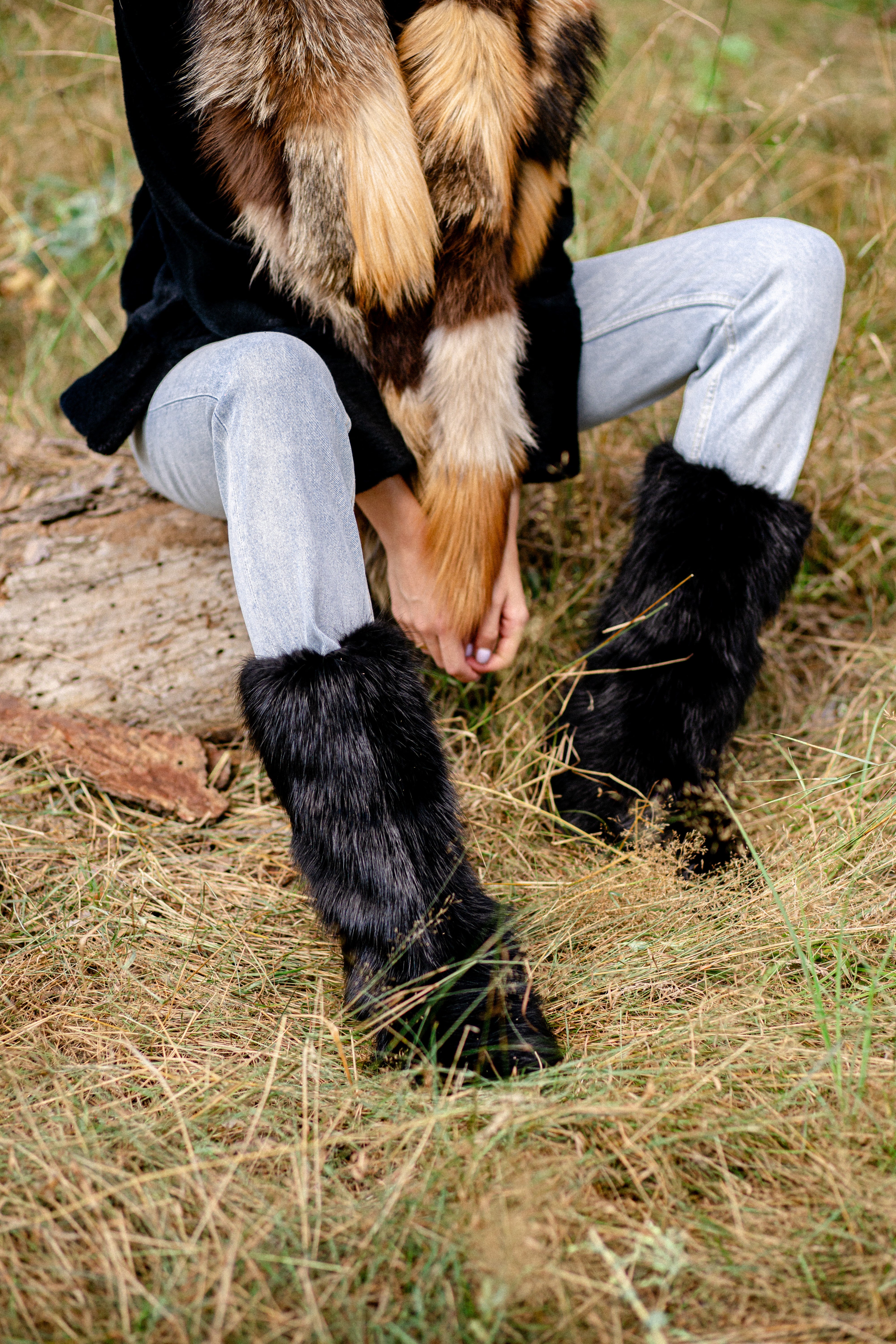 Raccoon Fur Long Scarf