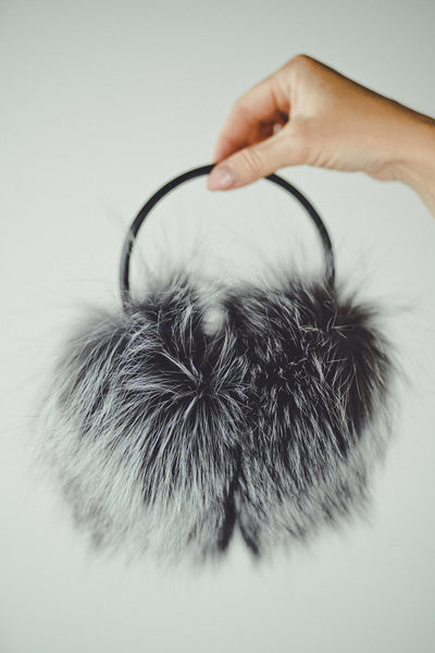 Black Fox Fur Earmuffs