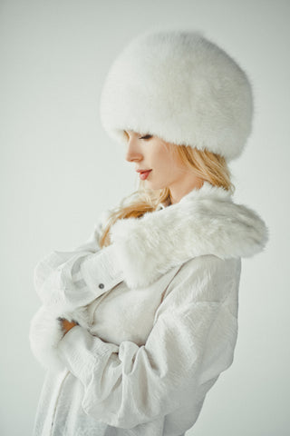 White Polar Fox Fur Hat