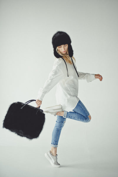 Black Fox Fur Bag