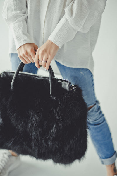 Black Fox Fur Bag