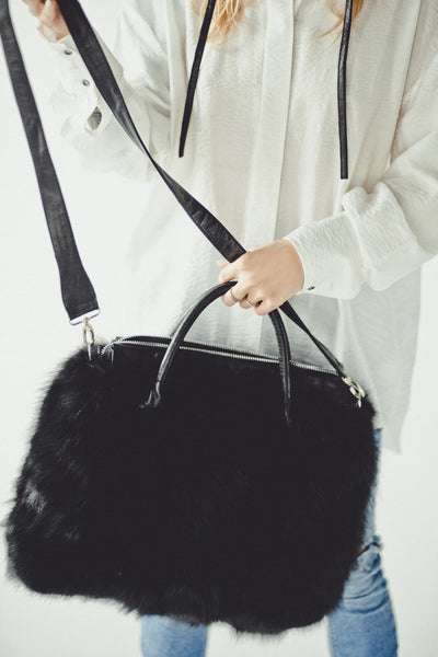 Black Fox Fur Bag