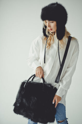 Black Fox Fur Bag