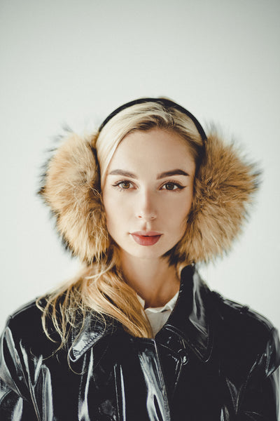 Black Fox Fur Earmuffs