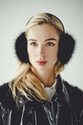 Black Fox Fur Earmuffs