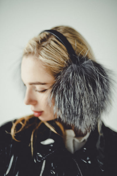 Black Fox Fur Earmuffs