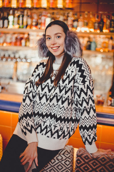 Black Fox Fur Earmuffs