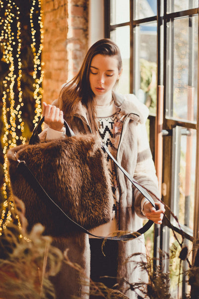 Brown Beaver Fur Bag