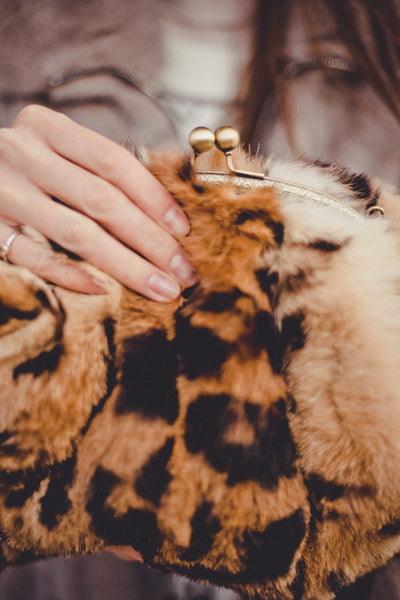 Leopard Print Fur Clutch