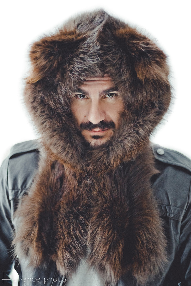 Red Fox Fur Hat Hood