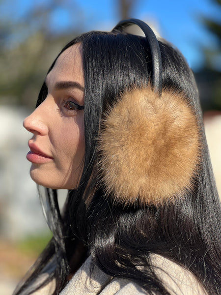 Black Fox Fur Earmuffs