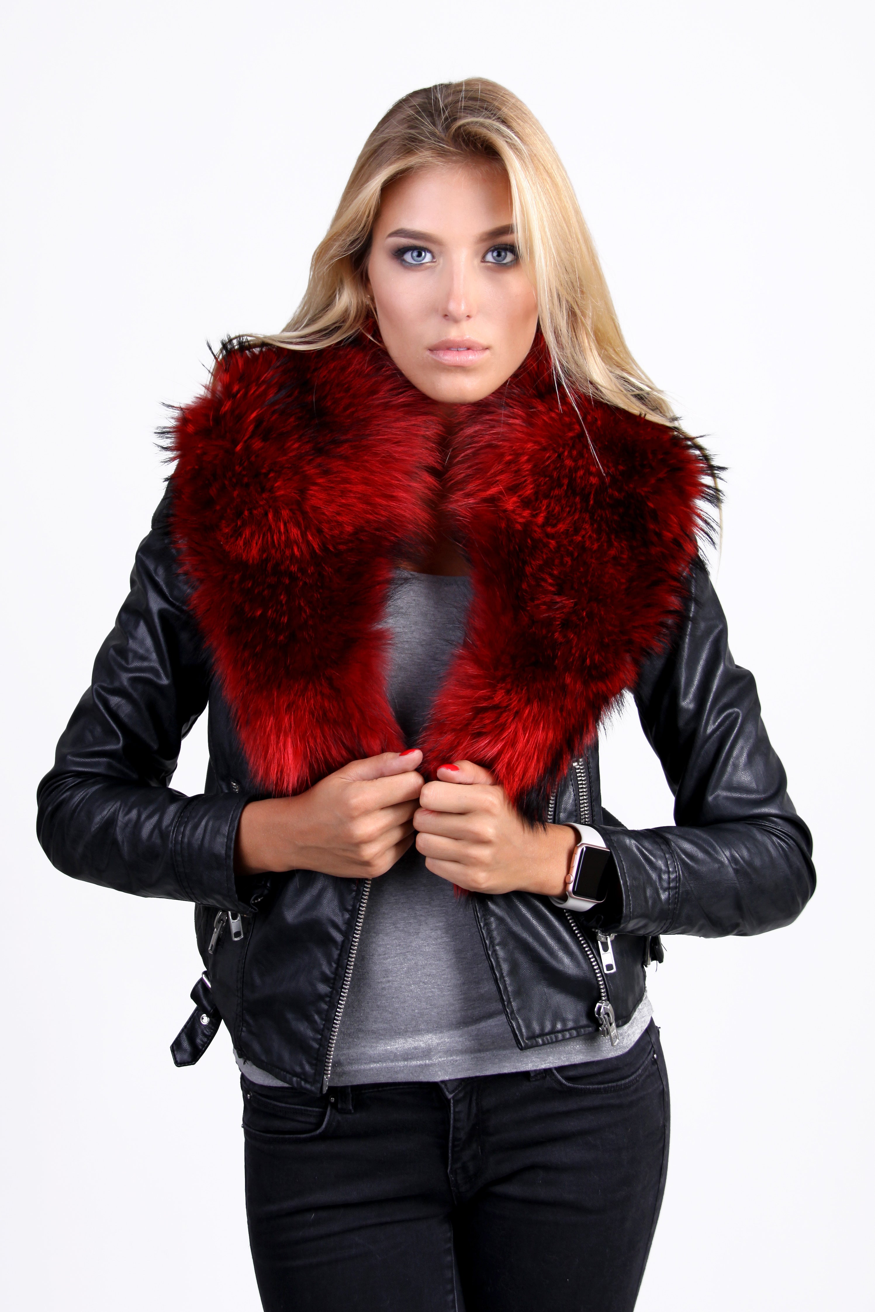 Green Raccoon Fur Collar