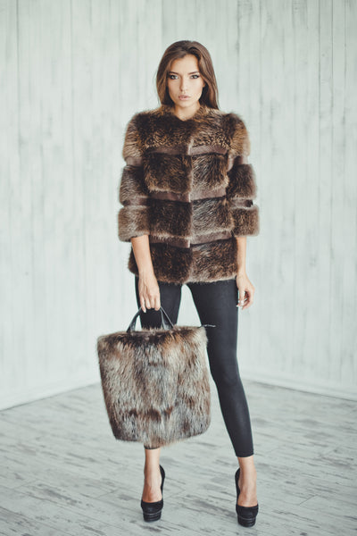 Brown Beaver Fur Jacket