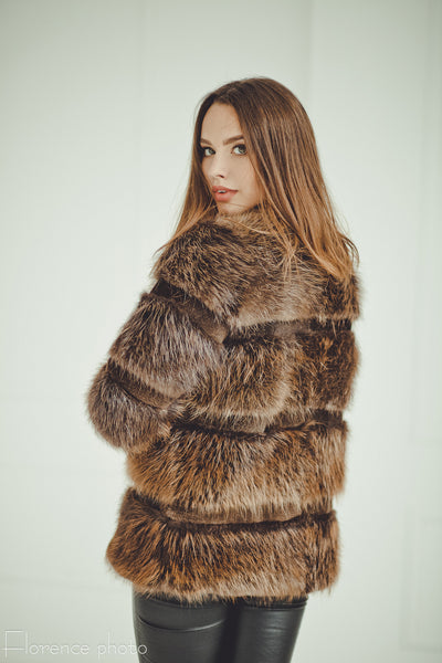 Brown Beaver Fur Jacket