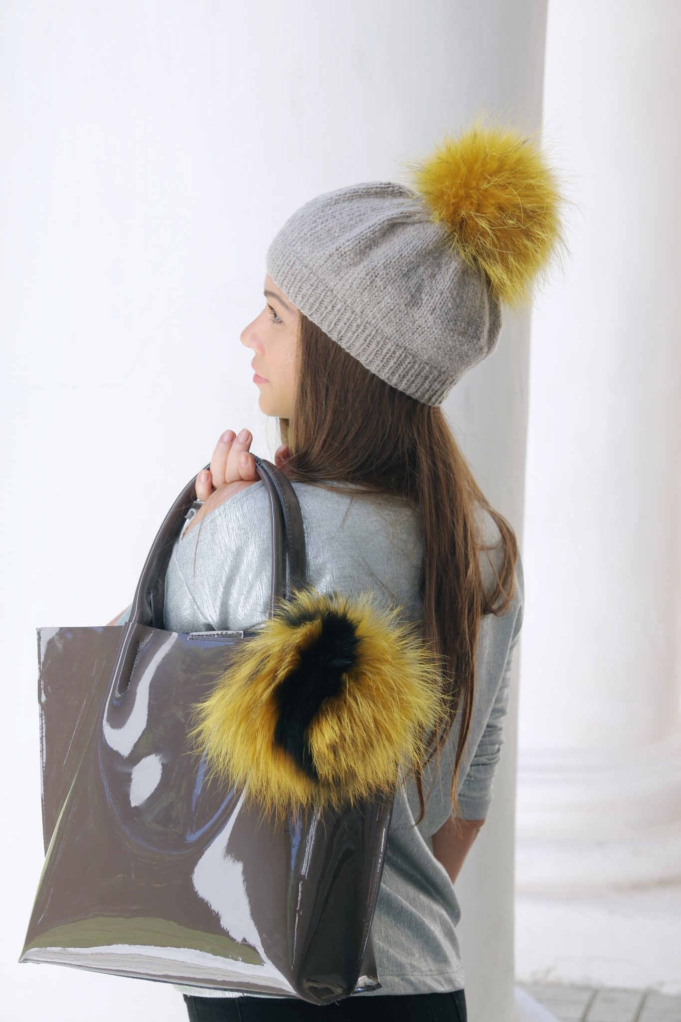 Teal Fur Bag Charm