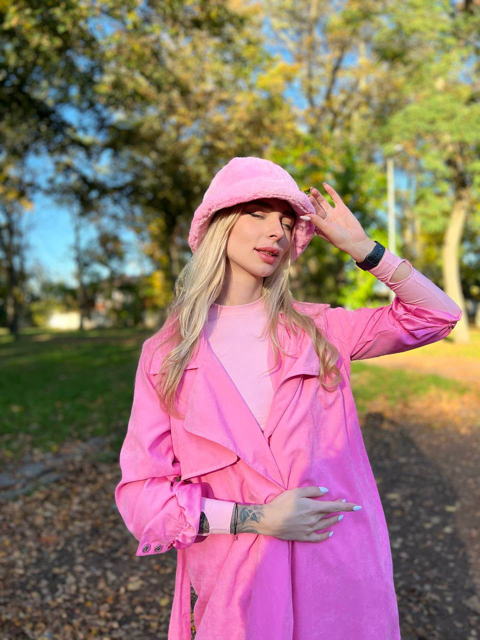 Pink Fur Bucket Hat