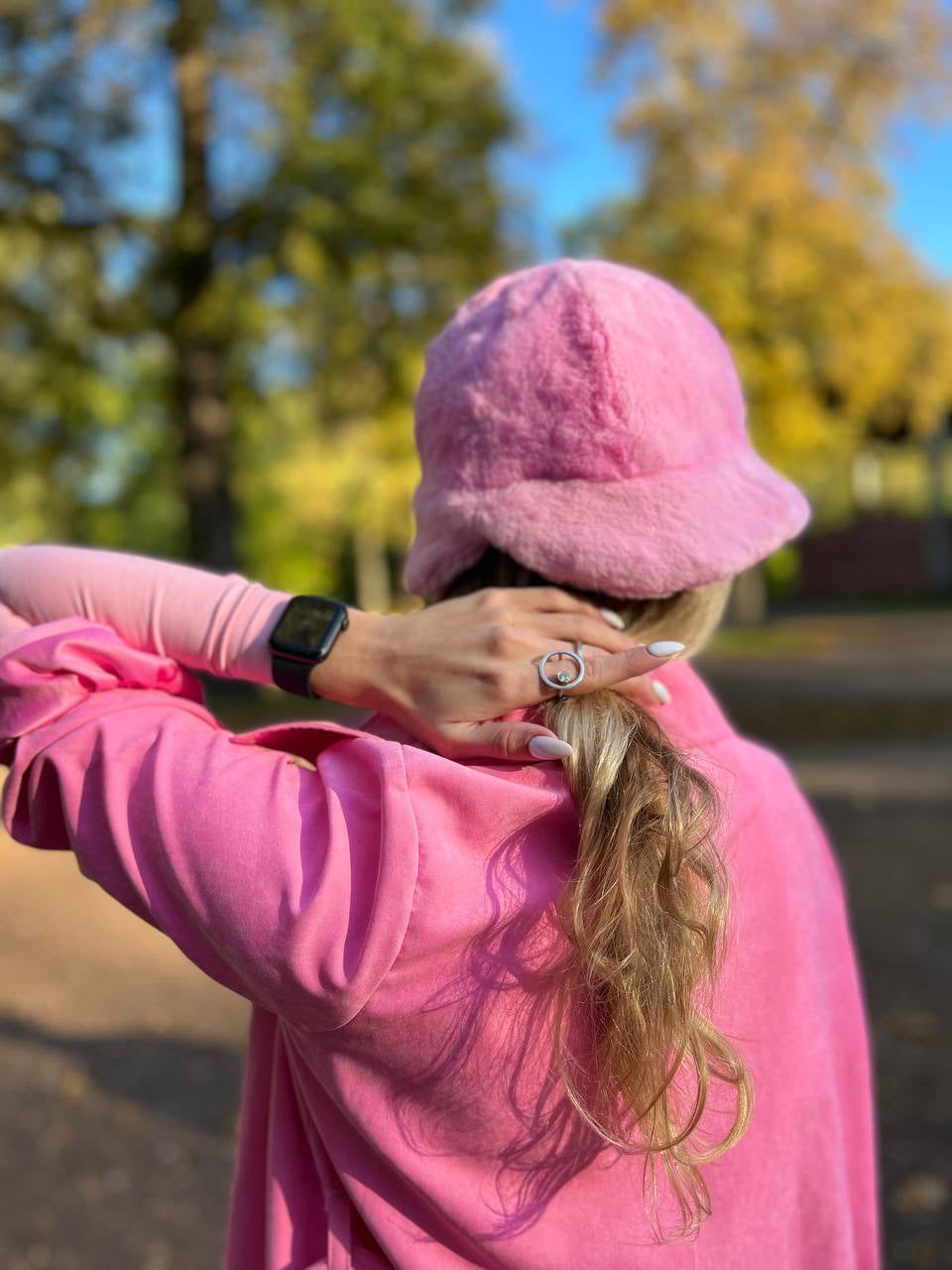 Pink Fur Bucket Hat