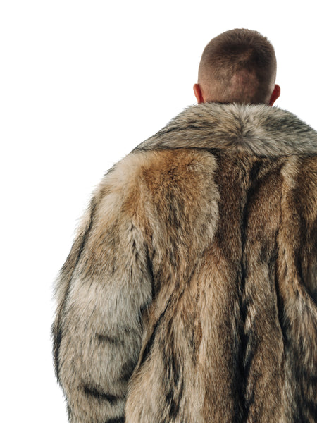 Coyote Long Mens Fur Coat Full Lengh