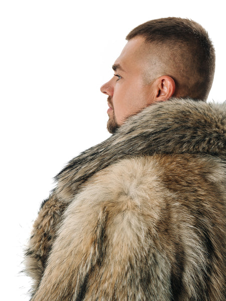 Coyote Long Mens Fur Coat Full Lengh