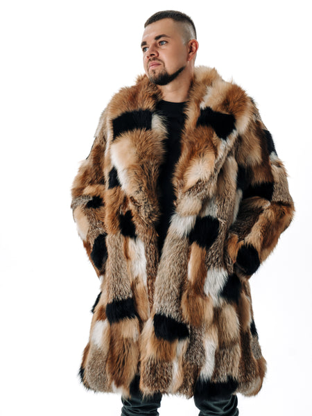 Fox Fur Coat with Red Collar