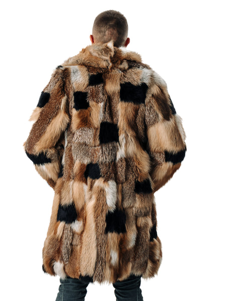 Fox Fur Coat with Red Collar