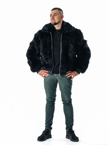 Black Mens Fur Jacket