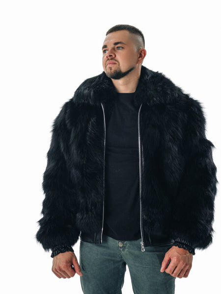 Black Mens Fur Jacket