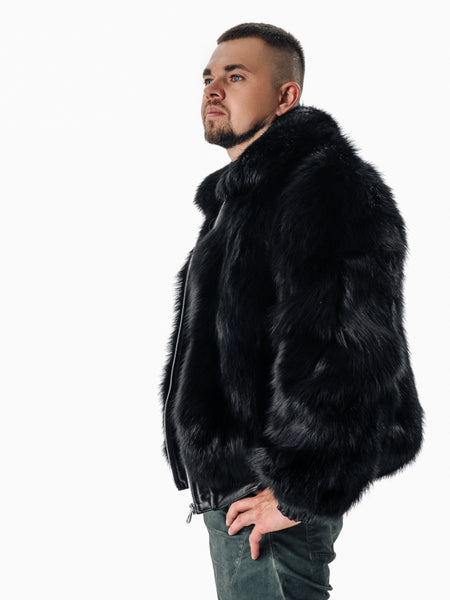 Black Mens Fur Jacket