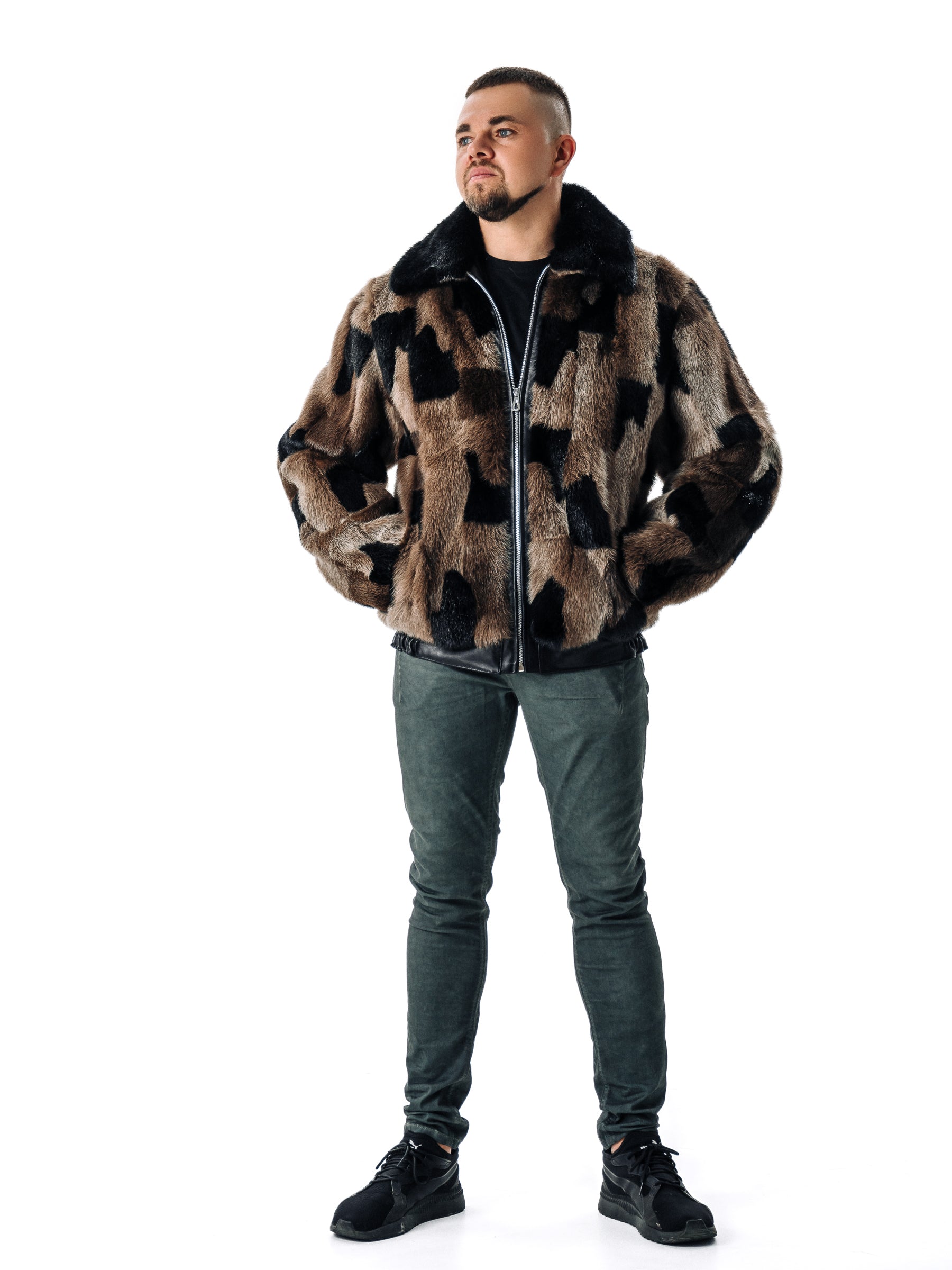 Otter Fur Bomber Jacket