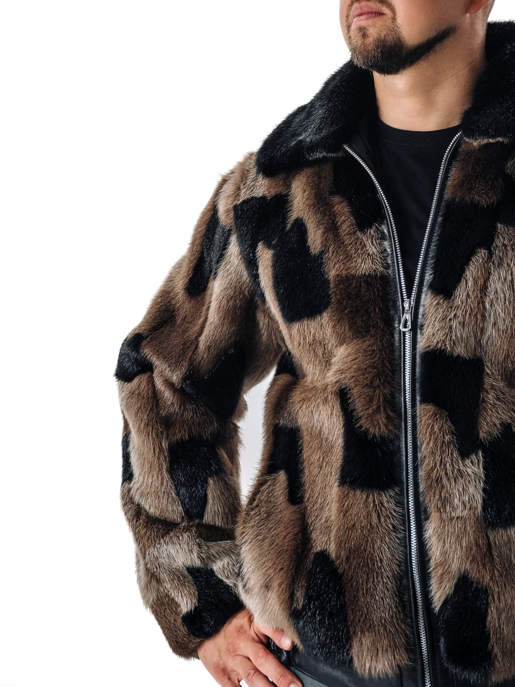 Otter Fur Bomber Jacket
