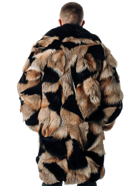 Fox Fur Coat Men With Black Collar