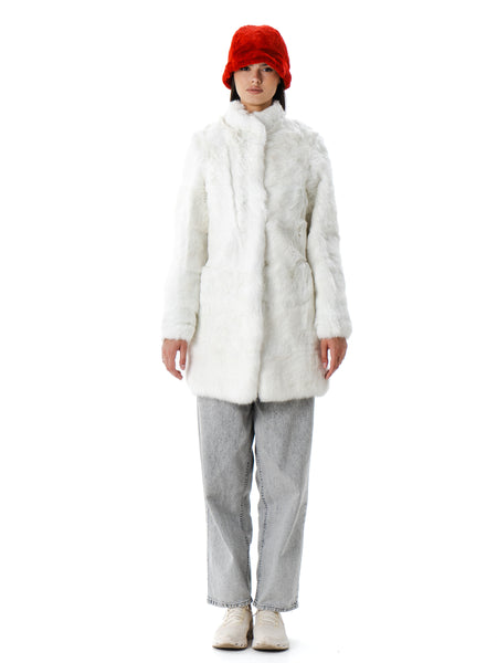 White Real Fur Rabbit Coat