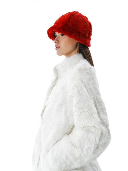 White Real Fur Rabbit Coat