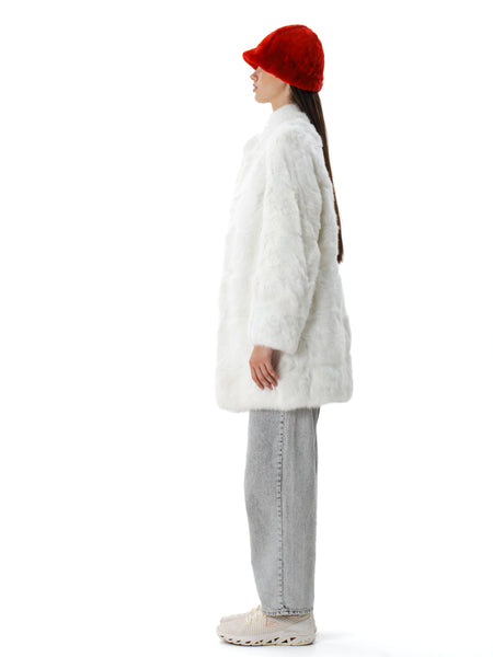 White Real Fur Rabbit Coat