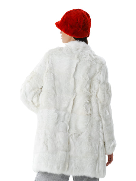 White Real Fur Rabbit Coat