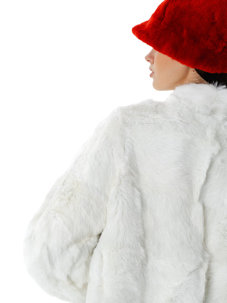 White Real Fur Rabbit Coat