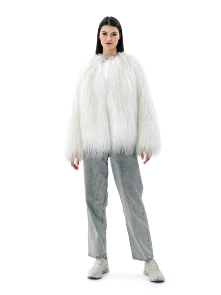 White Real Fur Rabbit Coat