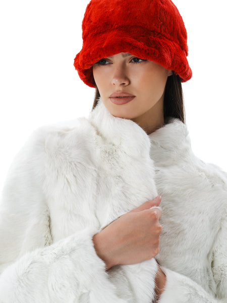 White Real Fur Rabbit Coat